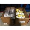 Image 1 : 2 BOXES OF NEW FOOD INDUSTRY SUPPLIES - FUNNELS & CLEAR PLASTIC PREP TABLE TRAYS