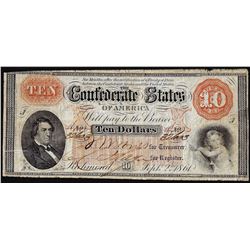 1861 $10 Confederate States of America Note T-24