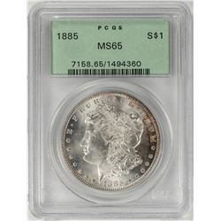 1885 $1 Morgan Silver Dollar Coin PCGS MS65 Old Green Holder