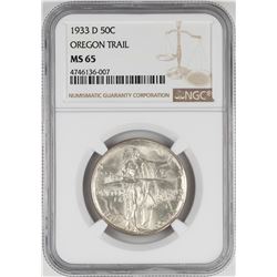 1933-D Oregon Trail Commemorative Half Dollar Coin NGC MS65