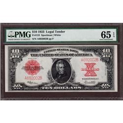 1923 $10 'Poker Chip' Legal Tender Note Fr.123 PMG Gem Uncirculated 65EPQ