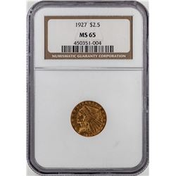 1927 $2 1/2 Indian Head Quarter Eagle Gold Coin NGC MS65