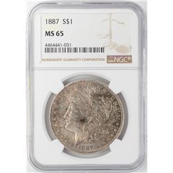 1887 $1 Morgan Silver Dollar NGC MS65 Nice Toning