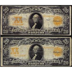 Lot of 1906 & 1922 $20 Gold Certificate Notes