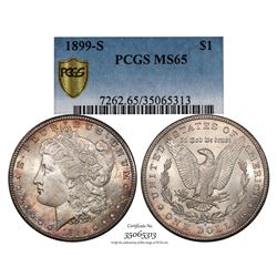 1899-S $1 Morgan Silver Dollar Coin PCGS MS65 Amazing Toning