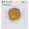 Image 1 : 1911 $5 Indian Head Half Eagle Gold Coin