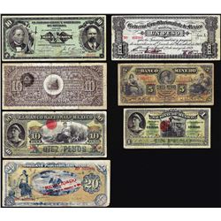Lot of (7)Assorted Mexican Revolution Currency Notes