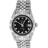 Image 2 : Rolex Mens Stainless Steel Black Diamond Lugs & Pyramid Bezel Datejust Wristwatch
