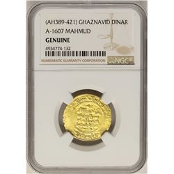AH389-421 Ghaznavid Dinar A-1607 Mahmud Gold Coin NGC Genuine