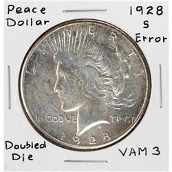 1928-S Doubled Die VAM-3 $1 Peace Silver Dollar Coin Error