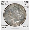 Image 1 : 1928-S Doubled Die VAM-3 $1 Peace Silver Dollar Coin Error