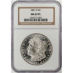 1881-S $1 Morgan Silver Dollar Coin NGC MS63 PL