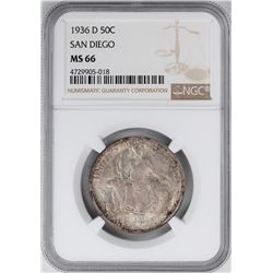 1936-D San Diego Commemorative Half Dollar Coin NGC MS66