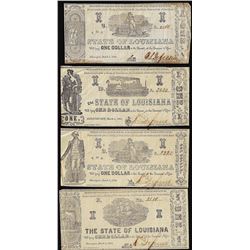 Lot of (4) 1864 $1 State of Louisiana Obsolete Notes
