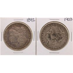 Lot of 1892 & 1903 $1 Morgan Silver Dollar Coins
