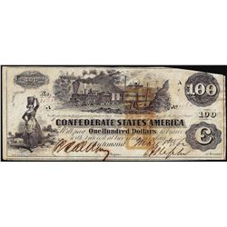 1862 $100 Confederate States of America Note
