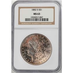 1882-S $1 Morgan Silver Dollar Coin NGC MS63 Amazing Toning