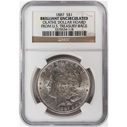 1887 $1 Morgan Silver Dollar Coin NGC Brilliant Uncirculated