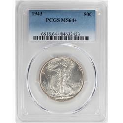 1943 Walking Liberty Half Dollar Coin PCGS MS64+