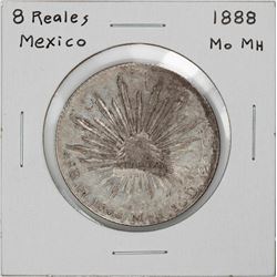 1888 Mo MH Mexico 8 Reales Caps & Rays Silver Coin