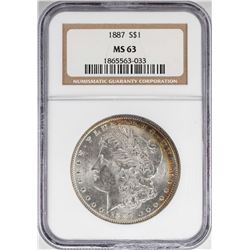 1887 $1 Morgan Silver Dollar Coin NGC MS63 Amazing Toning