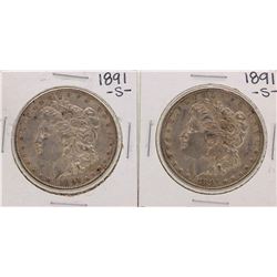 Lot of (2) 1891-S $1 Morgan Silver Dollar Coins
