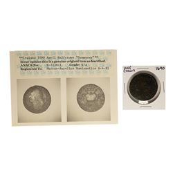 1690 Ireland May Half Crown Gun Money Coin ANACS Graded