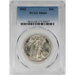 1942 Walking Liberty Half Dollar Coin PCGS MS64