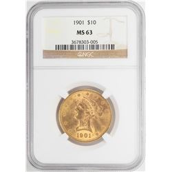 1901 $10 Liberty Head Eagle Gold Coin NGC MS63