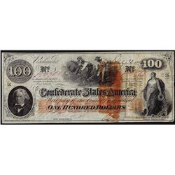 1862 $100 Confederate States of America Note
