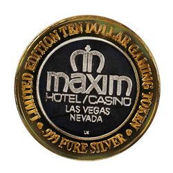 .999 Silver Maxim Hotel & Casino Las Vegas, NV $10 Limited Edition Gaming Token