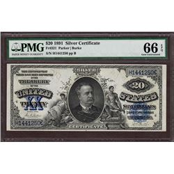 None Finer- 1891 $20 Manning Silver Certificate Note Fr.321 PMG Gem Uncirculated 66EPQ