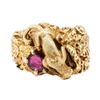 Image 3 : 14KT Yellow Gold 0.50 ctw Ruby Panther Ring