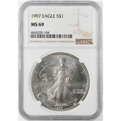 1997 $1 American Silver Eagle Coin NGC MS69