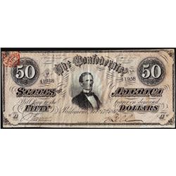 1864 $50 Confederate States of America Note