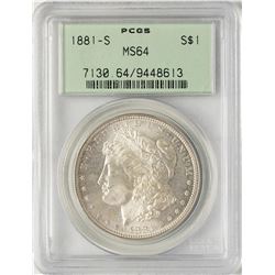 1881-S $1 Morgan Silver Dollar Coin PCGS MS64 Old Green Holder
