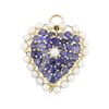 Image 1 : 14KT Yellow Gold 6.48 ctw Sapphire and Pearl Pin