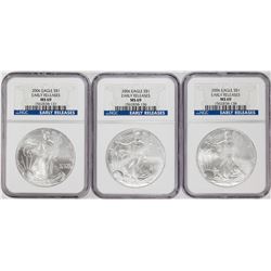 Lot of (3) 2006 $1 American Silver Eagle Coins NGC MS69 Early Releases