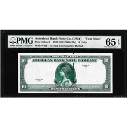 1929 10 Unit American Bank Note Co. "Test Note" PMG Gem Uncirculated 65EPQ