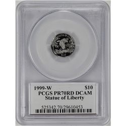 1999-W $10 Proof Platinum American Eagle Coin PCGS PR70RD DCAM Mercanti Signed