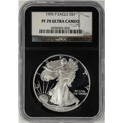 1995-P $1 Proof American Silver Eagle Coin NGC PF70 Ultra Cameo Black Core