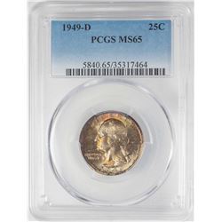 1949-D Washington Quarter Coin PCGS MS65 Nice Toning