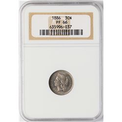 1886 Proof Three Cent Nickel Coin NGC PF66