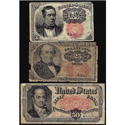 Lot of 1863 Fifth Issue 10/25/50 Cent Fractional Currency Notes