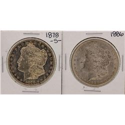 Lot of 1878-S & 1886 $1 Morgan Silver Dollar Coins