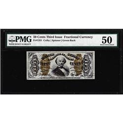 1863 Fifty Cents Third Issue Fractional Note Fr. 1331 PMG About Uncirculated 50