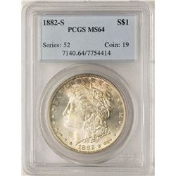 1882-S $1 Morgan Silver Dollar Coin PCGS MS64