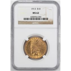 1913 $10 Indian Head Eagle Gold Coin NGC MS62