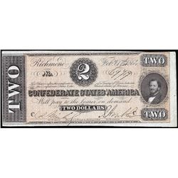 1864 $2 Confederate States of America Note