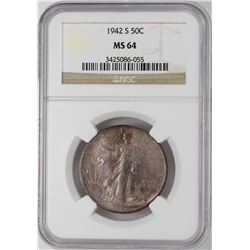 1942-S Walking Liberty Half Dollar Coin NGC MS64